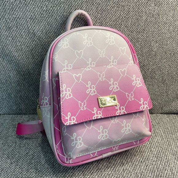 Betsey Johnson Pink and White Dome Backpack with Monogram - Picture 1 of 16